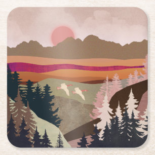 Summer Geese Square Paper Coaster