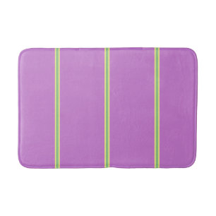 Summer Geometric Stripes Lavender Yellow Green Bath Mat
