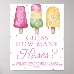 Summer Girl Baby Shower Game How Many Kisses Poster