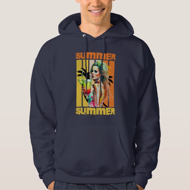 Summer Girl Retro Tropical Hoodie (Front)