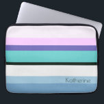 Summer girly mermaid inspired stripe colourful laptop sleeve<br><div class="desc">Fresh pattern in pink,  purple,  green,  white and blue.</div>