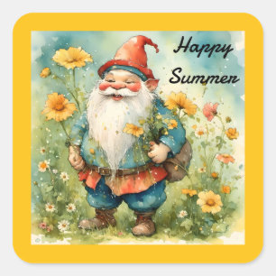 Summer Gnome Square Sticker