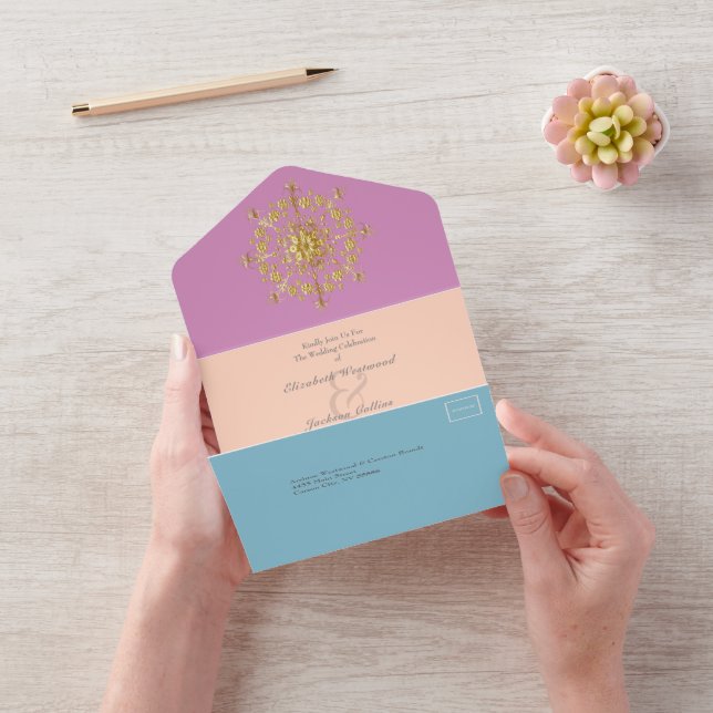 Summer Gold Mandala Wedding All In One Invitation (Video)