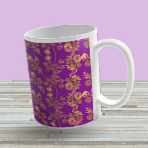 Summer Golden Glitter Falling Flowers pattern Coffee Mug