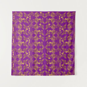 Summer Golden Glitter Falling Flowers pattern Tapestry