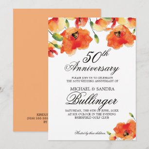 Summer Golden Poppy Anniversary Invitation