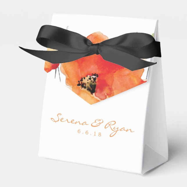 Summer Golden Poppy Wedding Favor Box (Front Side)