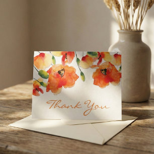 Summer Golden Poppy Wedding Thank You Card
