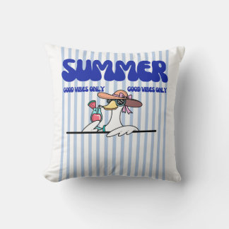 Summer Good Vibes Only Goose Stripe Art Throw Pillow