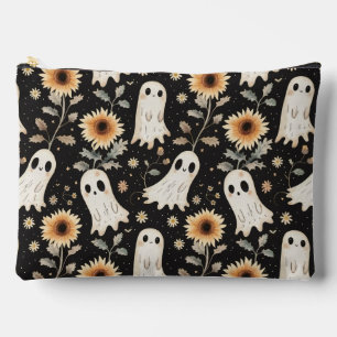 Summer Goth Ghosts and Sunflowers Spooky Accessory Pouch