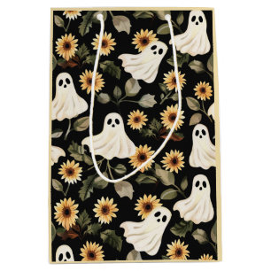 Summer Goth Ghosts and Sunflowers Spooky Medium Gift Bag