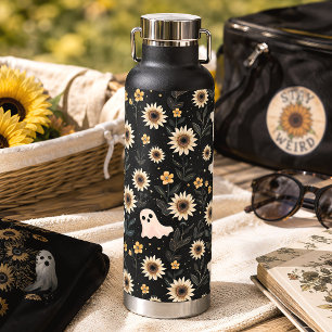 Summer Goth Ghosts & Sunflowers Water Bottle