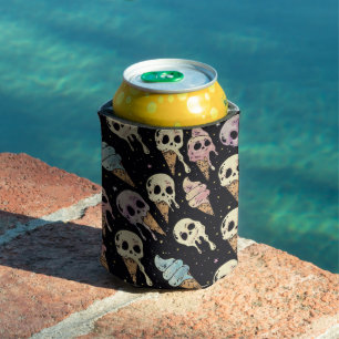 Summer Goth Skulls Ice Cream Spooky Can Cooler