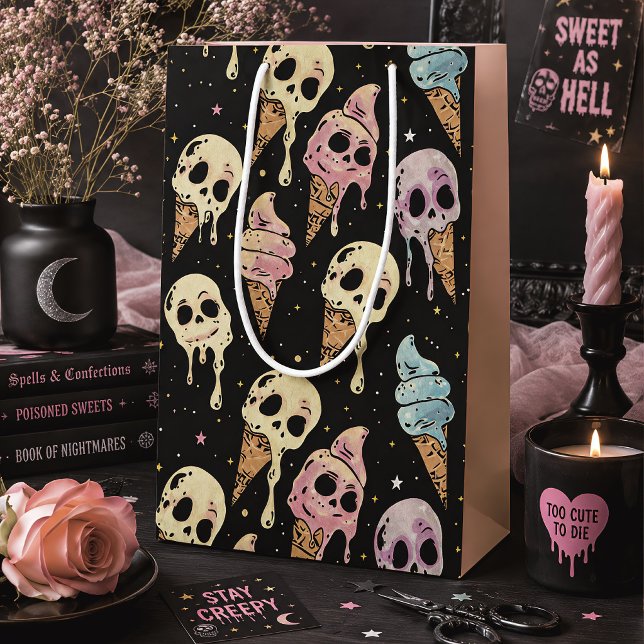 Summer Goth Skulls Ice Cream Spooky Medium Gift Bag (Creator Uploaded)
