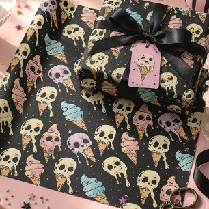 Summer Goth Skulls & Ice Cream Wrapping Paper