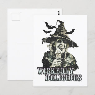 Summer goth Spooky Witch with ice cream Postcard
