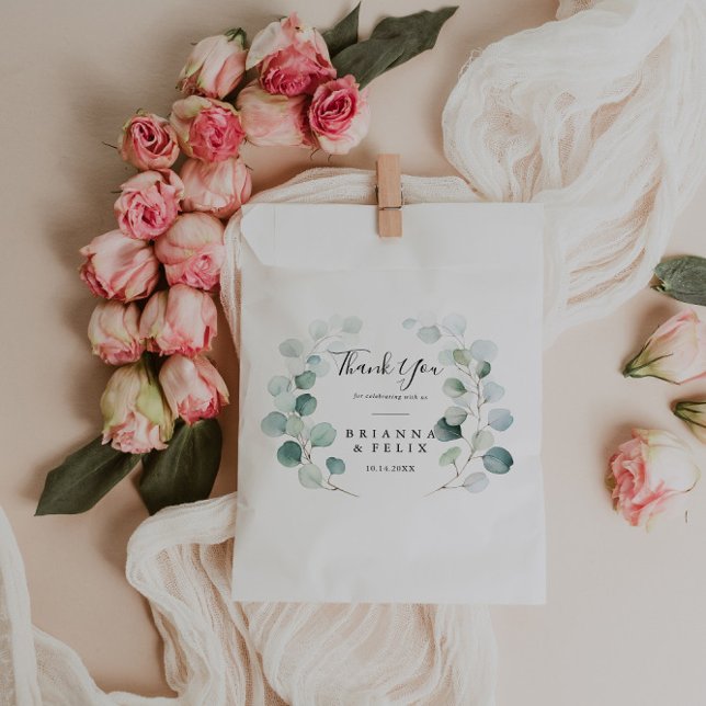 Summer Green Eucalyptus Foliage Thank You Wedding Favour Bag (Creator Uploaded)