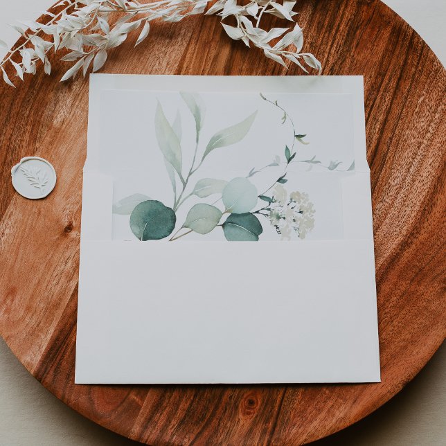 Summer Green Eucalyptus Self-Addressed RSVP Envelope (Creator Uploaded)