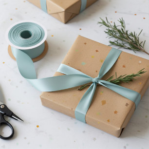 Summer Green, Gull Grey Solid Color Satin Ribbon
