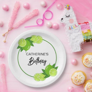 Summer Green Lime Citrus Birthday  Paper Plate