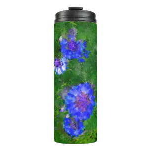 Summer Green Meadow and Blue Flowers Thermal Tumbler