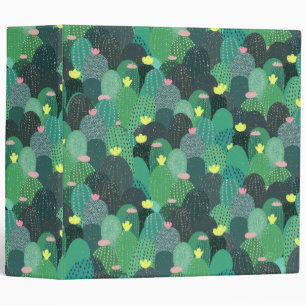 Summer Green Teal Cactus Gold dots Cute Design Binder