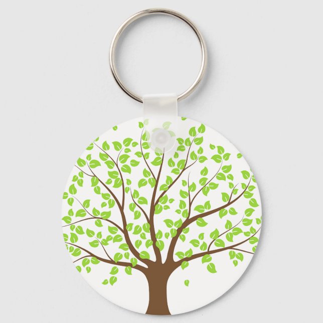 Summer Green Tree Button Keychain (Front)