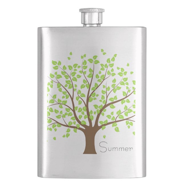 Summer Green Tree Hip Flask (Front)