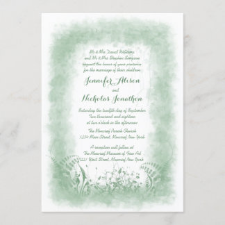 Summer Green Watercolor Wedding Invitations