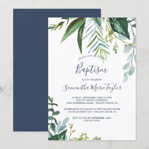 Summer Greenery Baptism Invitation