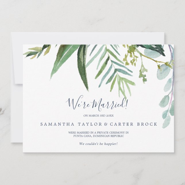 Summer Greenery Elopement Announcement (Front)