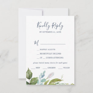 Summer Greenery Menu Choice RSVP Card