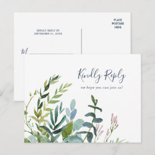Summer Greenery Menu Choice RSVP Postcard