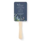 Summer Greenery Navy Wedding Program Fan