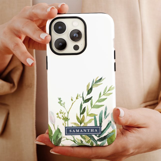 Summer Greenery Personalized Name Case-Mate iPhone Case (Creator Uploaded)