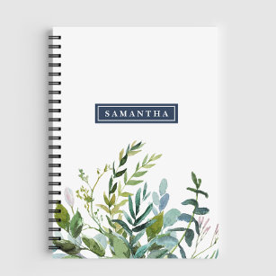 Summer Greenery Personalized Spiral Notebook