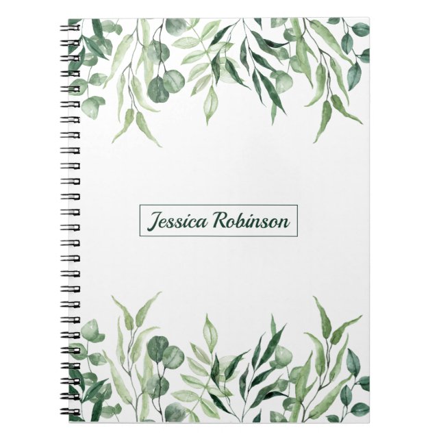 Summer Greenery Personalized Spiral Notebook (Front)