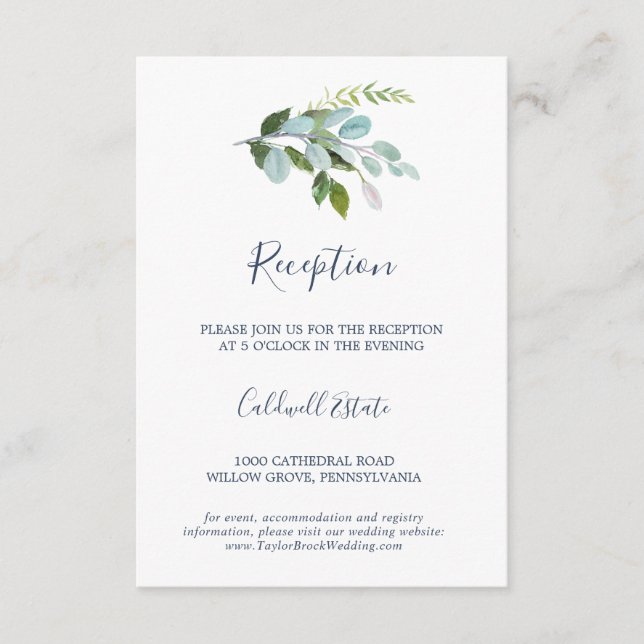 Summer Greenery Reception Insert Card (Front)