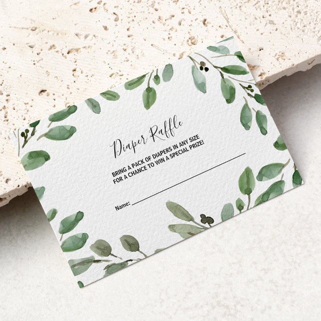 Summer Greenery Tropical Eucalyptus Diaper Raffle Enclosure Card (Creator Uploaded)