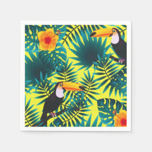 Summer Greenery Tropical Toucan Jungle Foliage  Napkin