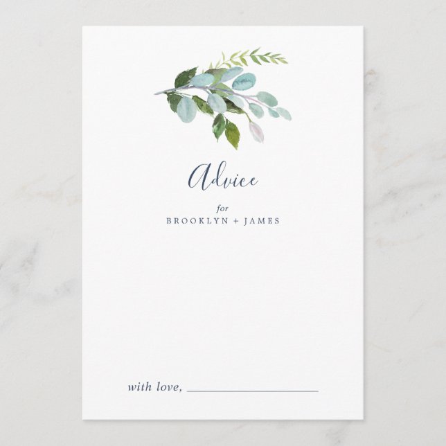 Summer Greenery Wedding Advice Card (Front)