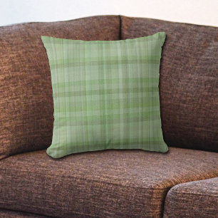 Summer Greens Plaid Pattern Throw Pillow