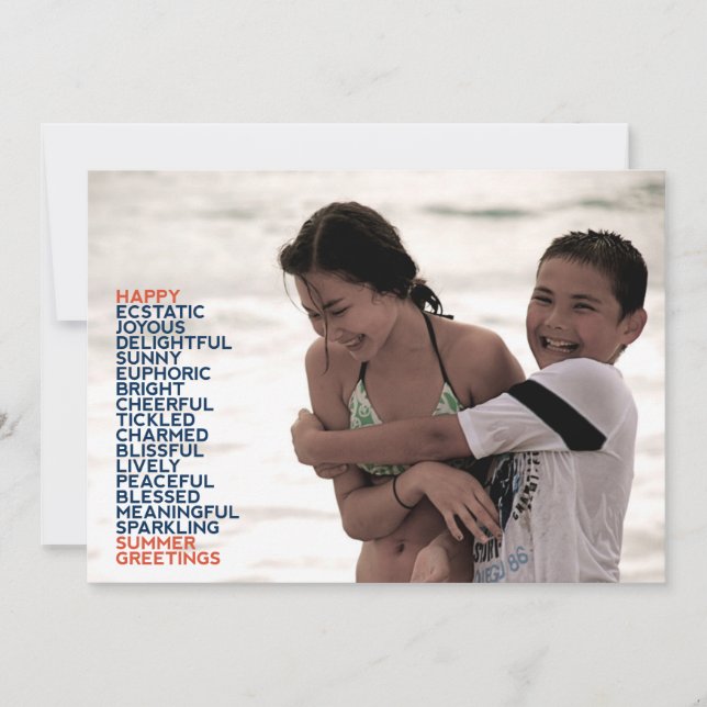 Summer Greetings Adjectives Flat Card (Front)