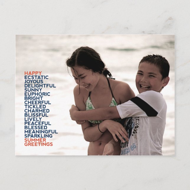 Summer Greetings Adjectives Postcard (Front)