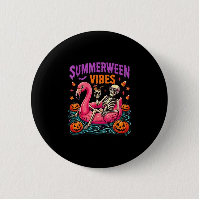 Summer halloween skeleton costume spooky 2 inch round button (Front)