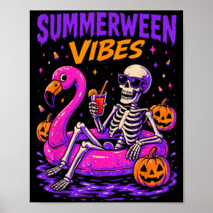 Summer Halloween Skeleton Costume Spooky Poster