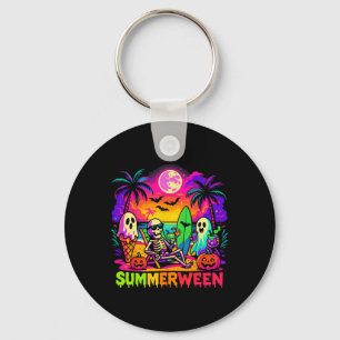 Summer Halloween Skeleton Ghost Beach Keychain