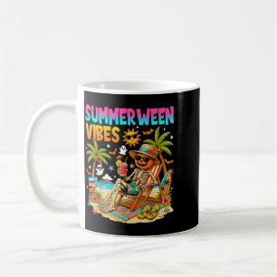 Summer Halloween Vibes Funny Skeleton Beach Summer Coffee Mug