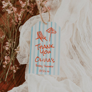 Summer Hand Drawn Orange Baby On Board Baby Shower Gift Tags