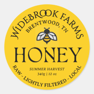 Summer Harvest Honey Label Yellow Fancy Honeybee 